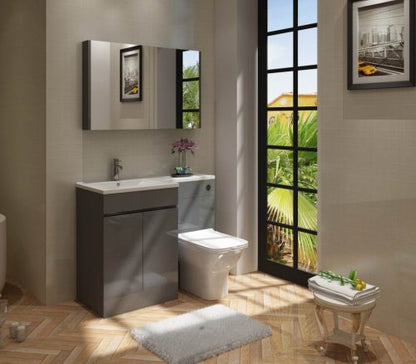 Nepara 1100 Anthracite Grey L Shape Set (600 Unit,500 WC, Basin Left Hand)