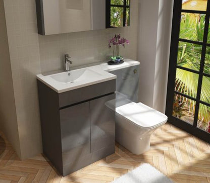 Nepara 1100 Anthracite Grey L Shape Set (600 Unit,500 WC, Basin Left Hand)