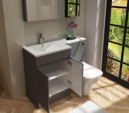 Nepara 1100 Anthracite Grey L Shape Set (600 Unit,500 WC, Basin Left Hand)