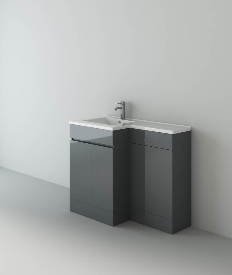 Nepara 1100 Anthracite Grey L Shape Set (600 Unit,500 WC, Basin Left Hand)