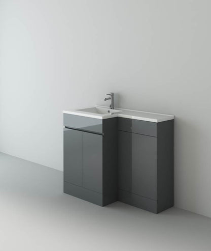 Nepara 1100 Anthracite Grey L Shape Set (600 Unit,500 WC, Basin Left Hand)