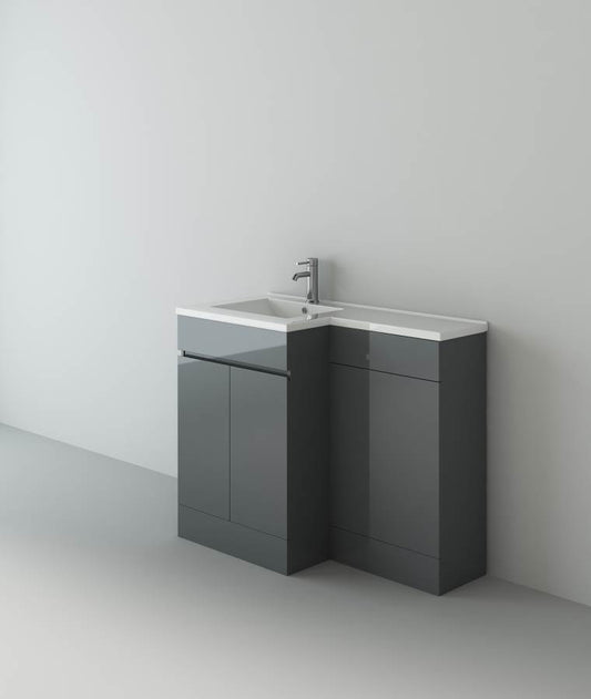 Nepara 1100 Anthracite Grey L Shape Set (600 Unit,500 WC, Basin Left Hand)