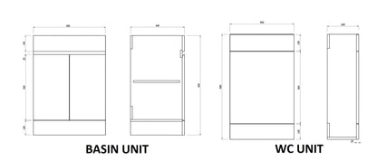 Nepara 1100mm Anthracite Grey L Shape Set (600 Unit,500 WC, Basin Right Hand)