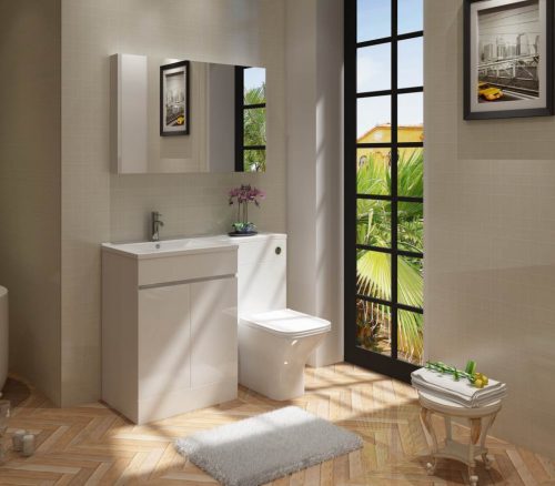 Nepara 1100 White L Shape Set (600 Unit,500 WC, Basin Left Hand)