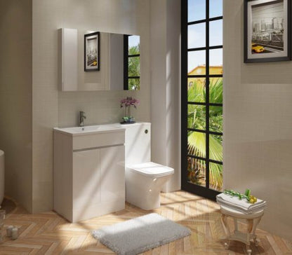 Nepara 1100 White L Shape Set (600 Unit,500 WC, Basin Left Hand)