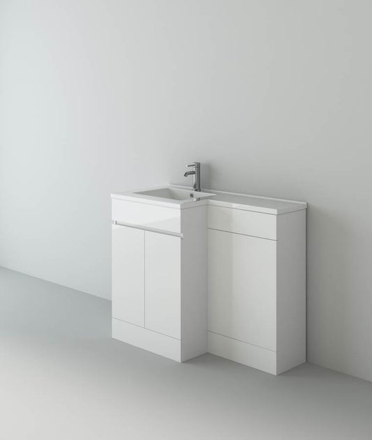 Nepara 1100 White L Shape Set (600 Unit,500 WC, Basin Left Hand)