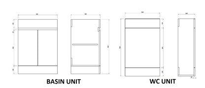 Nepara 1100 White L Shape Set (600 Unit,500 WC, Basin Right Hand)