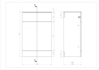 Mars 500x300mm WC Unit (to suit 450,550,650 mm units) Gloss White
