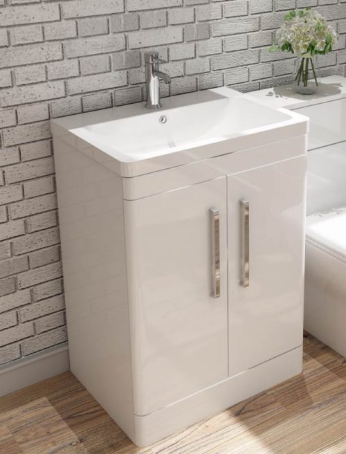 Orion 600 2 Door Floor Standing Vanity Unit With Basin - White