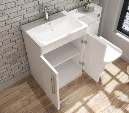 Orion 600 2 Door Floor Standing Vanity Unit With Basin - White