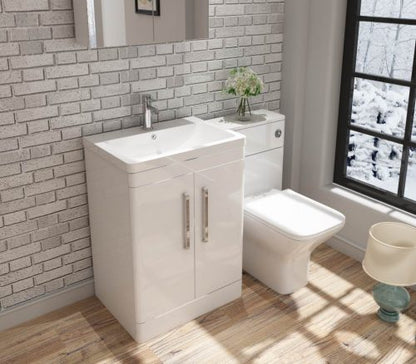 Orion 600 2 Door Floor Standing Vanity Unit With Basin - White