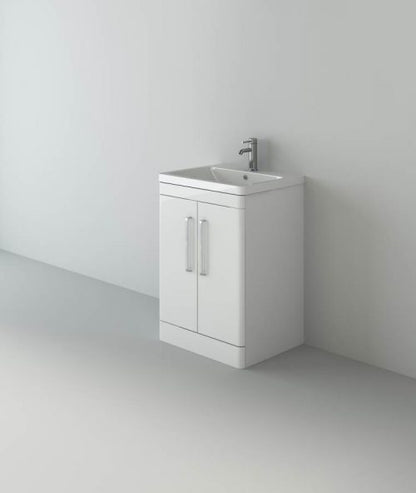 Orion 600 2 Door Floor Standing Vanity Unit With Basin - White