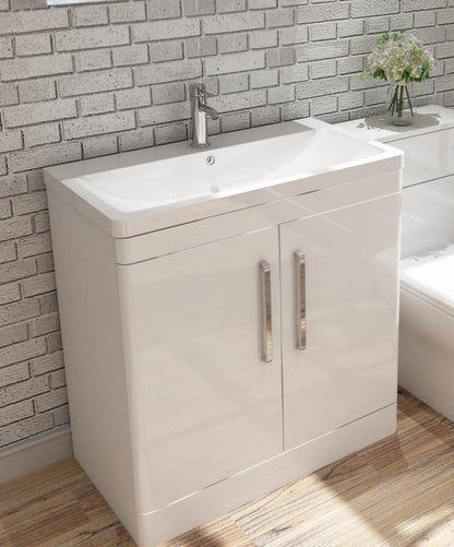 Orion 800 2 Door Floor Standing Vanity Unit With Basin - White