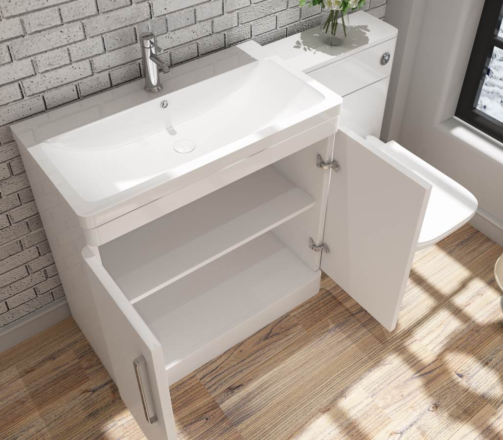Orion 800 2 Door Floor Standing Vanity Unit With Basin - White