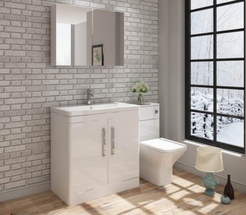 Orion 800 2 Door Floor Standing Vanity Unit With Basin - White