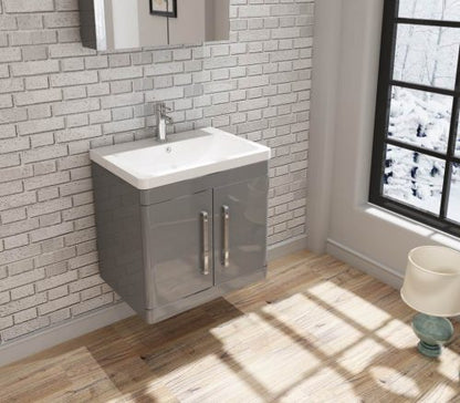 Orion 600 2 Door Floor Standing Vanity Unit With Basin - Light Grey