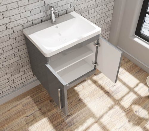 Orion 600 2 Door Floor Standing Vanity Unit With Basin - Light Grey
