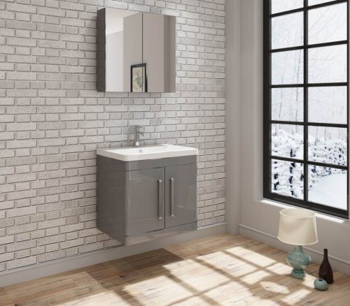 Orion 600 2 Door Floor Standing Vanity Unit With Basin - Light Grey