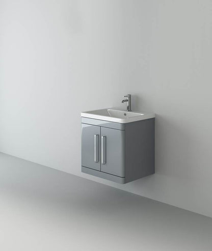 Orion 600 2 Door Floor Standing Vanity Unit With Basin - Light Grey
