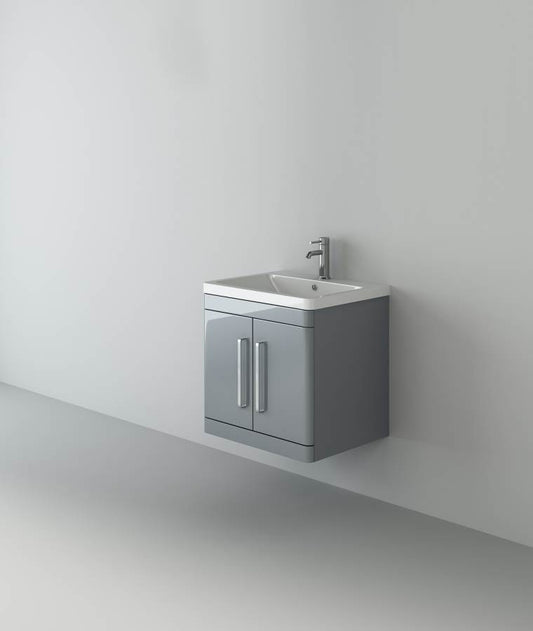 Orion 600 2 Door Floor Standing Vanity Unit With Basin - Light Grey