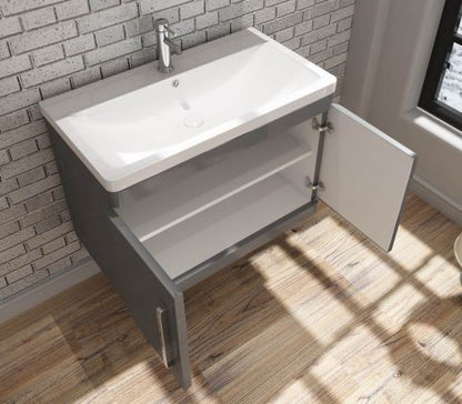 Orion 800 2 Door Floor Standing Vanity Unit With Basin - Light Grey