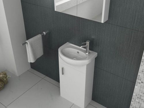 Petite 420mm Cloakroom Unit and basin - Gloss White