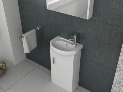 Petite 420mm Cloakroom Unit and basin - Gloss White