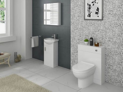 Petite 420mm Cloakroom Unit and basin - Gloss White