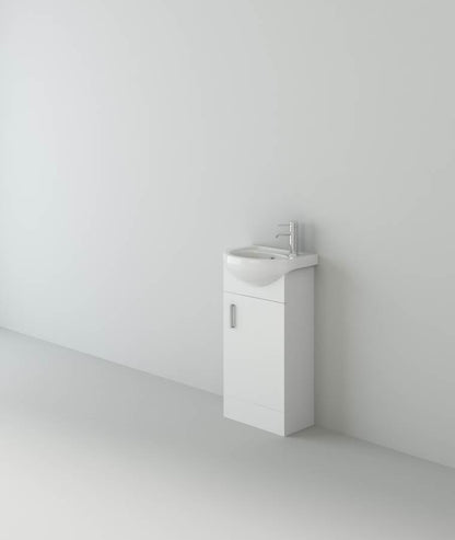 Petite 420mm Cloakroom Unit and basin - Gloss White