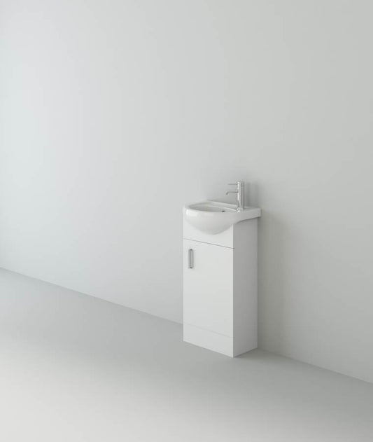 Petite 420mm Cloakroom Unit and basin - Gloss White