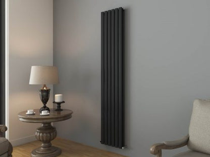 Princia Vertical Double Oval Panel Radiator Matt Anthracite - 3 Sizes