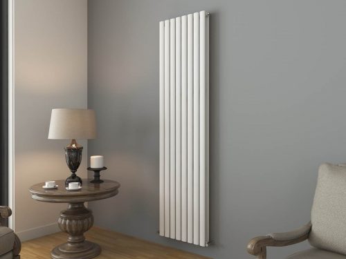 Princia Vertical Double Oval Panel Radiator Matt White - 3 Sizes