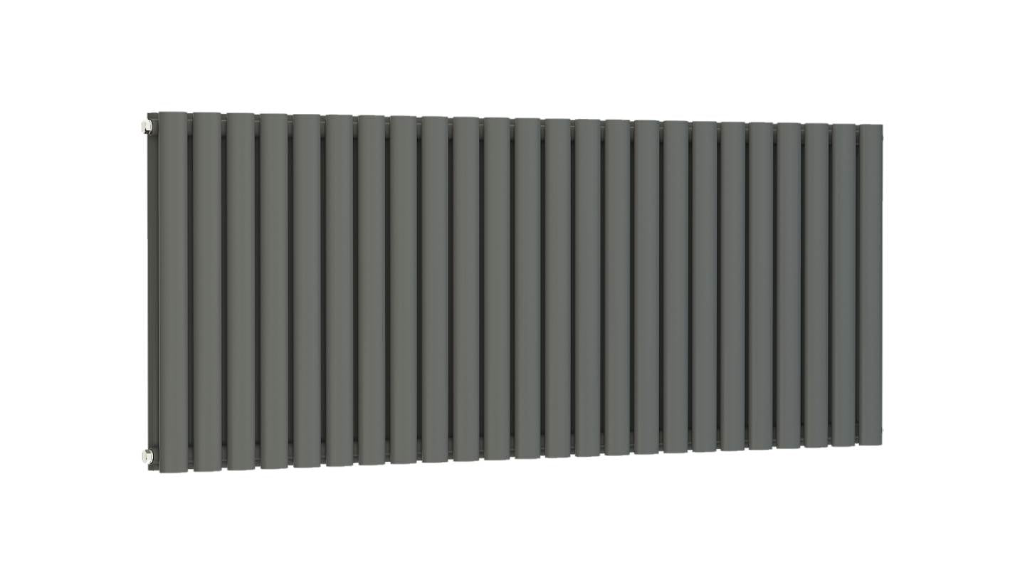Princia Horizontal Double Oval Panel Radiator Matt Anthracite - 6 Sizes