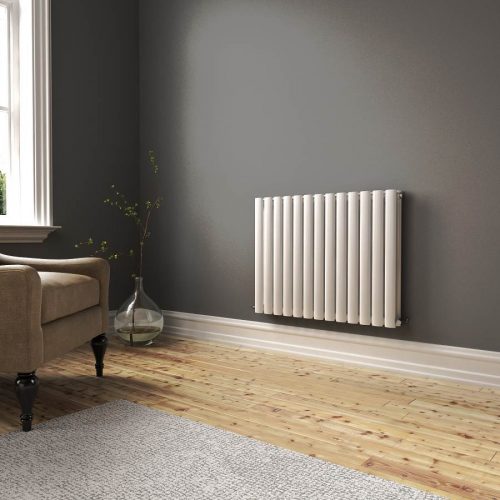 Princia Horizontal Double Oval Panel Radiator Matt White - 6  Sizes