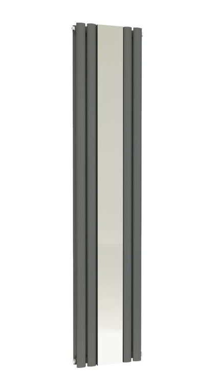 Princia Matt Anthracite Double Panel Mirror Radiator - 1800 x 385mm