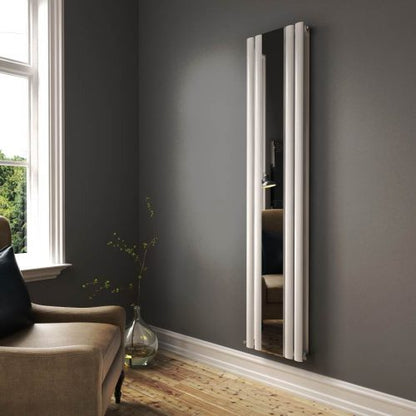 Princia Matt White Double Panel Mirror Radiator - 1800 x 385mm