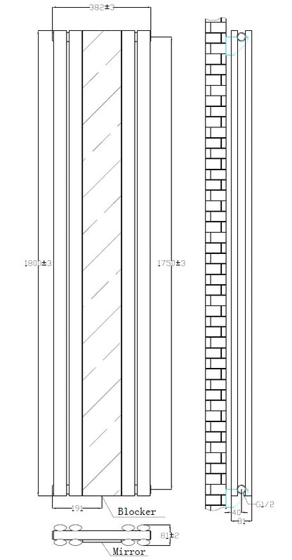 Princia Matt White Double Panel Mirror Radiator - 1800 x 385mm