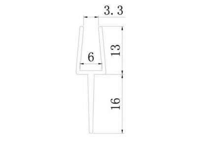 Replacement 900 x 8.6mm (LxW) Bath Screen Seal to fit : (Gap between Bath & Glass = 16mm & Glass thickness 4-6mm
