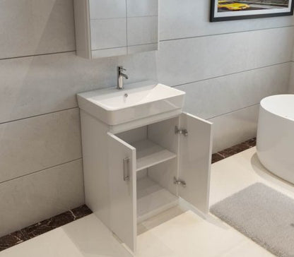 Solar 600 Waterproof Vanity with Ceramic Basin- White