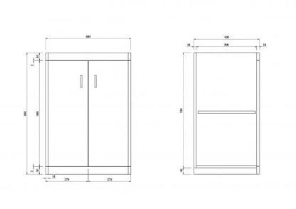 Solar 600 Waterproof Vanity with Ceramic Basin- White