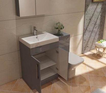 Star 500mm FS Unit and Ceramic Basin - Light Grey Gloss