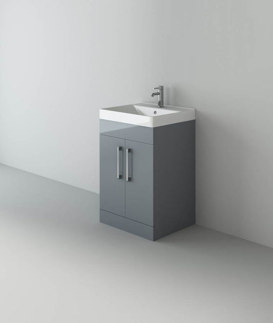 Star 500mm FS Unit and Ceramic Basin - Light Grey Gloss