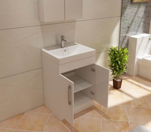 Star 500mm FS Unit and Ceramic Basin - White Gloss