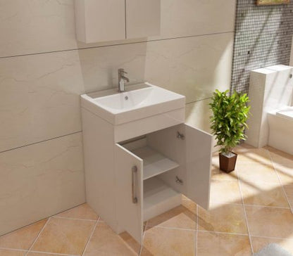 Star 500mm FS Unit and Ceramic Basin - White Gloss