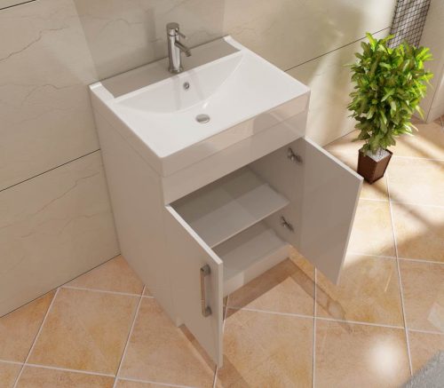 Star 500mm FS Unit and Ceramic Basin - White Gloss
