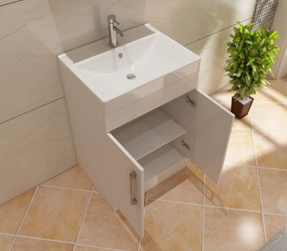 Star 500mm FS Unit and Ceramic Basin - White Gloss