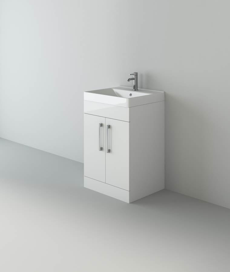 Star 500mm FS Unit and Ceramic Basin - White Gloss