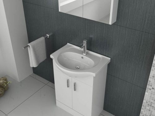 Mars 650mm Unit and basin - Gloss White