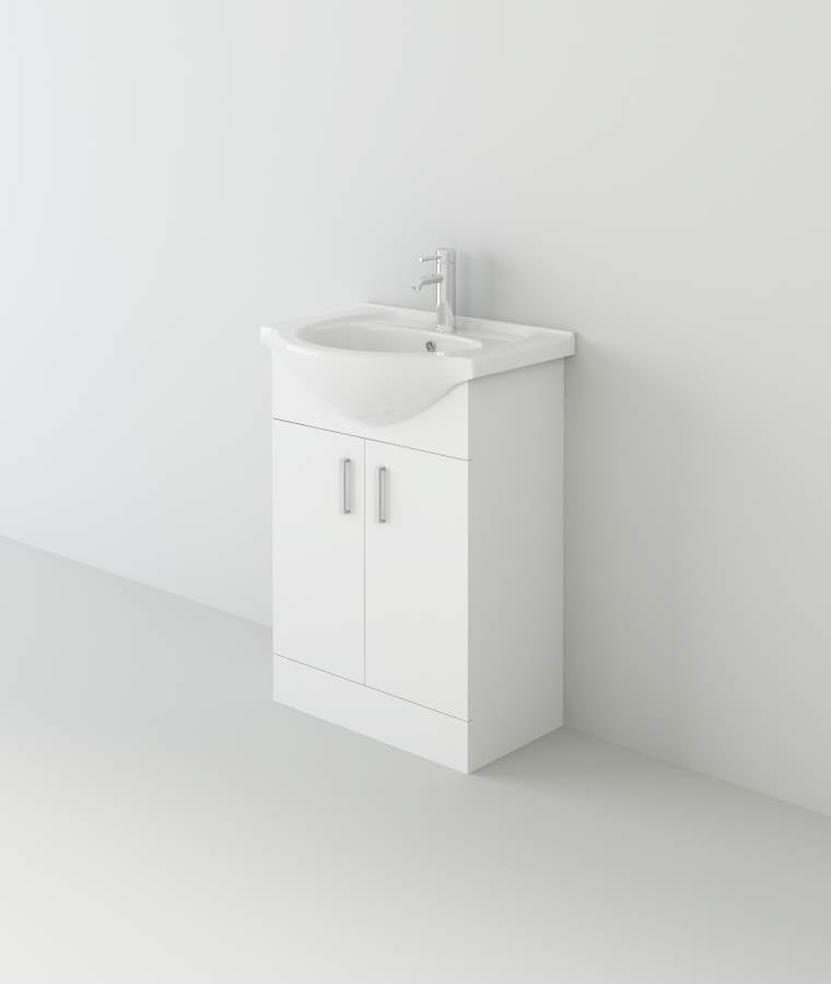 Mars 550mm Unit and basin - Gloss White