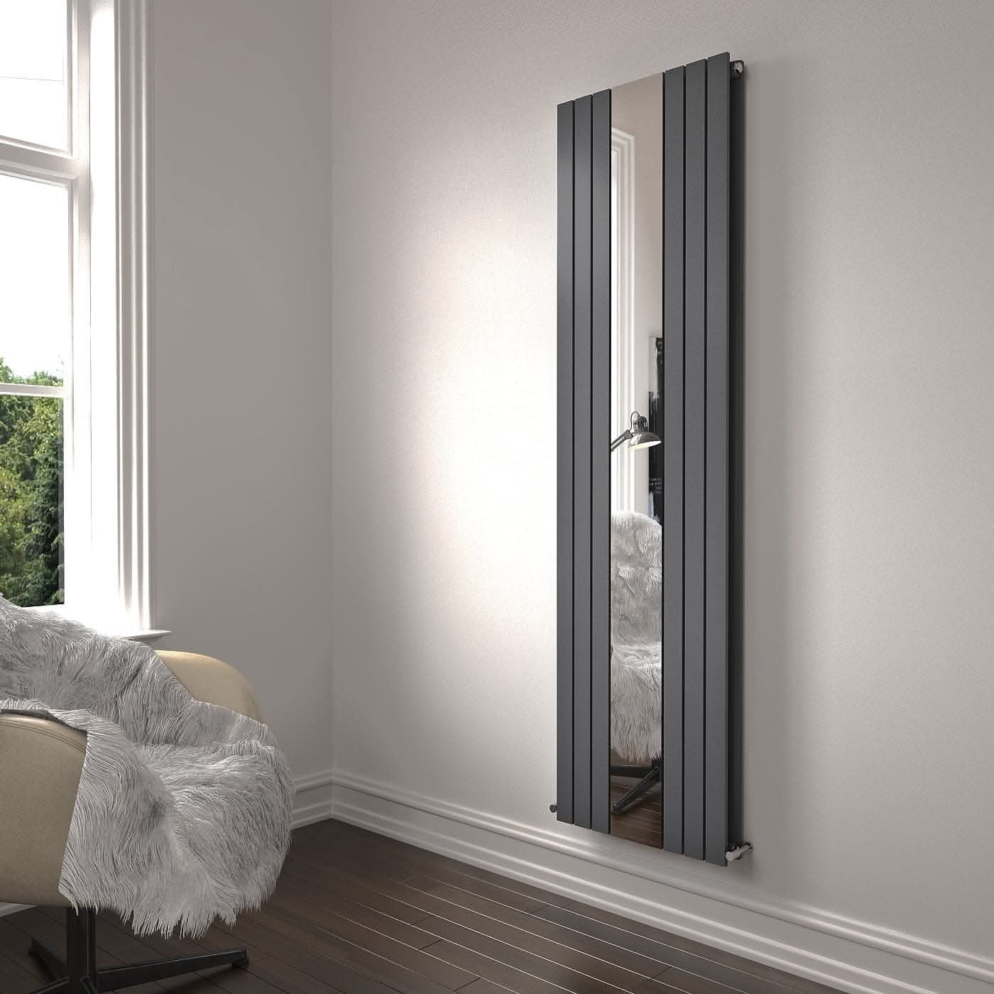 Regalia Vertical Double Flat Panel Mirror Radiator 1800mm x 500mm